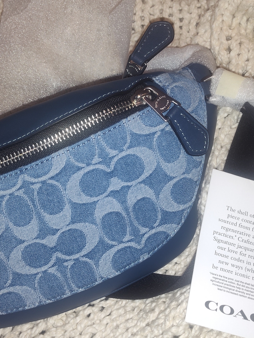 Coach Denim Signature Jacquard Crossbody Bag in Blue Warren Mini